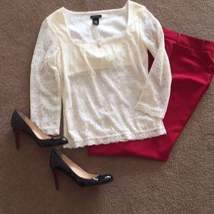 NWOT Classic Lace Top With Built in Shelf Bra